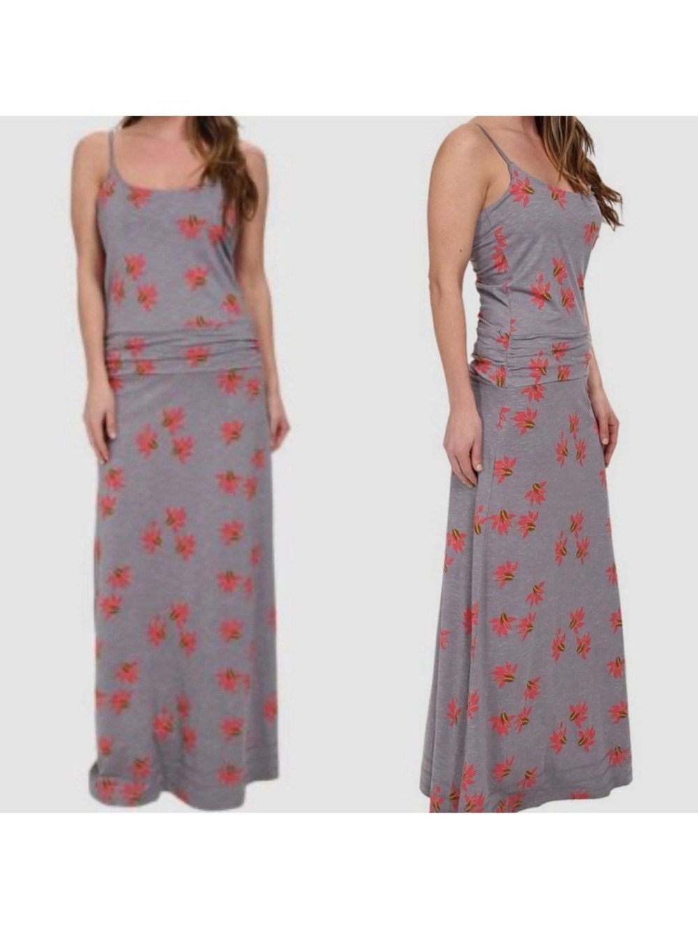 Toad & Co Long Island Dress Summer Maxi Sundress Gray Scoop Neck Sz M Organic